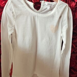 Tahari Girls White Long Sleeve Shirt Size 6 Like New
